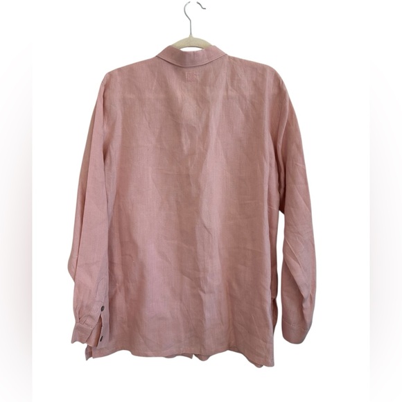 Chicos Vintage Linen Soft Pink Button Up Size 2 - Picture 2 of 4